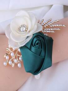 1 pieza Corsage de muñeca con flor de rosa, opción de multicolor, para mujer, novia, dama de honor, boda, fiesta, uso diario, Día de San Valentín