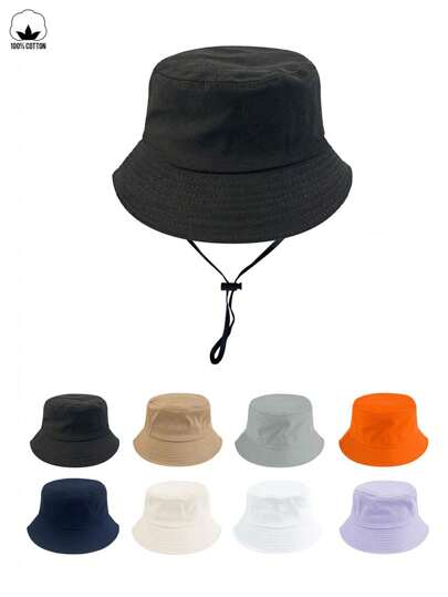 1pc Children's Bucket Hat, Detachable Windproof Rope Bucket Hat With Adjustable Head Circumference, Suitable For Daily Wear And Outdoor Activities