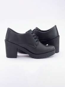 WOMEN'S OXFORD SHOES MATTE BLACK TRACTOR SOLE - 黑色 - 查看 4
