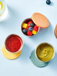 1pc Stainless Steel Condiment Bowl With Lid, Airtight Dip Container For Salad, Ketchup, Sauce - Multicolor - View 4