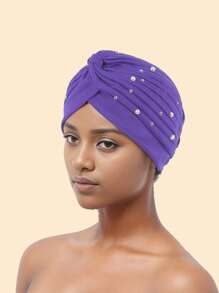 1pc Fashionable Studded Air Layer Watermelon Shaped African Dashiki Hair Wrap Head Turban Hat, Suitable For Daily Use, Parties & Gatherings Hair Sleep Cap - Multicolor - View 2