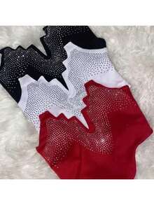 Cropped Pedraria Tomara Que Cai V-Neck Strass Moda Balada - 白色 - 查看 2