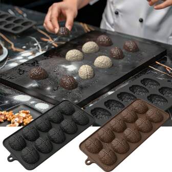 1pc 10-Cavity Brain Shape Halloween Silicone Mold For DIY Pudding Chocolate Candy Desserts Bakeware, Cake Decorating Supplies, Baking Supplies, Kitchen Items Baking Tools Halloween Party Supplies