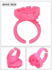 100Pcs Disposable Heart Shaped And Round Glue Rings 5 Colors Adjustable Plastic Glue Holder Cup For Eyelash Extensions Application - Multicolor - View 11