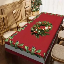 1 pieza Mantel con tema navideño, mantel de poliéster impermeable, mantel para fiesta en el hogar, cubierta de mesa de comedor rectangular, decoración de la habitación, decoración navideña, decoración navideña para comidas, decoración del hogar, decoración navideña, artículos de fiesta - Multicolor - Ver 23