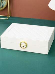 1 Piece Lockable Storage Box, Multi-Layer Pearl Treasure Box With Lock, Double-Layer Drawer Style PU Leather Jewelry Box, Lockable Ring, Earring, Bracelet, Necklace Jewelry Storage Box With Lock, Elegant Lockable Double-Layer Jewelry Box - Earring And Ring Manager, Portable Gift Solution With Lock Double-Layer Jewelry Storage Box, Can Store Earrings, Rings, Watches, Bracelets And Other Accessories, Organize And Store, Holiday Gifts, Give To Exquisite Friends, Double-Layer Lockable Jewelry Box - Manager For Rings, Necklaces And Accessories Decorations Autumn Decor Festival Decor Room Decor Home Decor Fall Decor Bedroom Decor