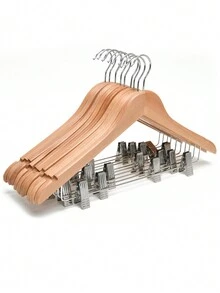 10 Móc Treo Bằng Gỗ Có Kẹp, Móc Treo Áo Bằng Gỗ Cao Cấp Cho Tủ Quần Áo, Móc Treo Quần Bằng Gỗ Tự Nhiên Bền Đẹp Có Kẹp Cho Quần, Bộ Quần Áo, Váy, Quần Jean, Áo Sơ Mi, Quần Short - Nhiều màu - Xem 8