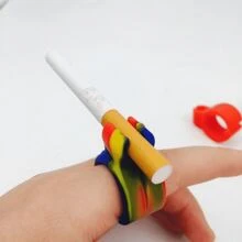 1 buc inel suport țigară aleatoriu colorat, protector de deget creativ, inel suport țigară din silicon, pentru accesorii de fumat obișnuite - inel de țigară - Vizualizare 4
