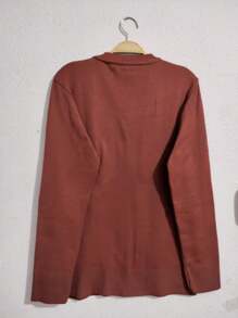 Plus Size Women's Knitted Cardigan - Marrón - Ver 2