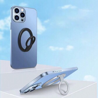 1 件指环手机支架，带通用粘合磁性金属环，兼容 12 13 14 15 Pro Max 金属磁性环扣手机支架，兼容 Magsafe 手机支架，桌面支架，兼容 、Android 手机，生日、家人、朋友的礼物，指环支架，手机握把，手机配件