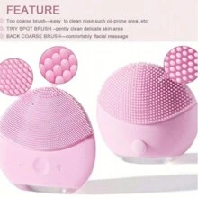 Limpiador Exfoliante Facial Eléctrico Recargable Masajeador Impermeable Cepillo Rostro Relajante Spa Ducha Baño - Rosa - Ver 6