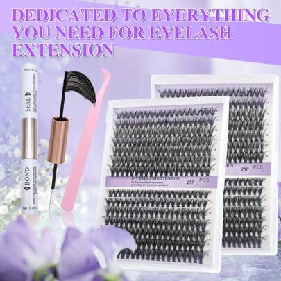 Kit di estensioni ciglia a grappolo Wendy, 280/320 pezzi, vassoio grande, mix di ciglia 30D+40D/40+50D/50D+60D, ciglia finte morbide in finta pelliccia di visone, kit di grappoli di ciglia, ciglia, ciglia finte