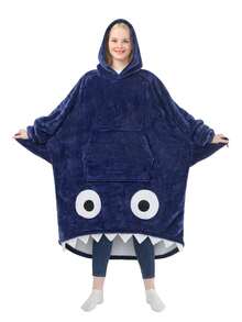 Shark Hoodie Blanket For Adult, Shark Wearable Blanket Hoodie Gifts For Women Men, Funny Blanket With Sleeves Is Funny Gift, Hooded Blanket Shark Gifts - 夏爾巴海軍 - 查看 1