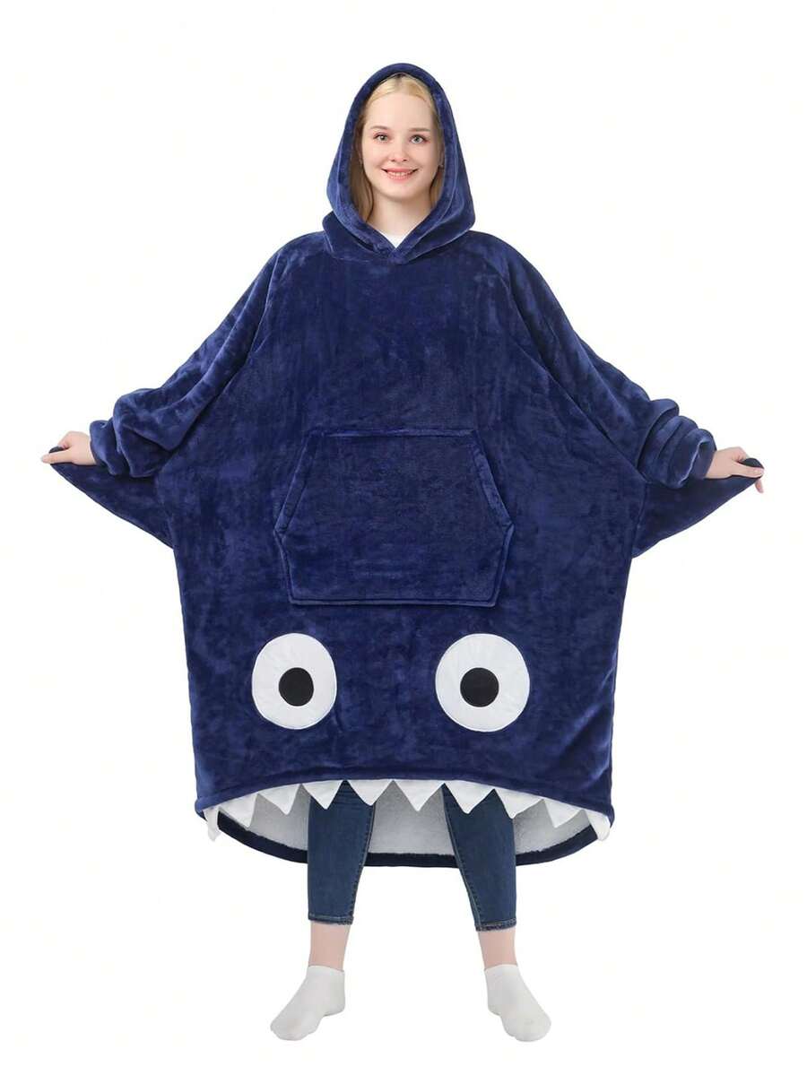 Shark Hoodie Blanket For Adult, Shark Wearable Blanket Hoodie Gifts For Women Men, Funny Blanket With Sleeves Is Funny Gift, Hooded Blanket Shark Gifts - 夏爾巴海軍 - 查看 1