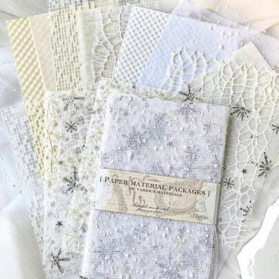 16 piezas/paquete Papel texturizado blanco suave de gran tamaño estilo INS, scrapbooking DIY, diario, artículos de oficina