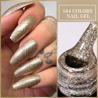  LILYCUTE 7ML 亮粉色紫色闪亮凝胶指甲油激光彩色闪亮亮片美甲指甲油凝胶 F175