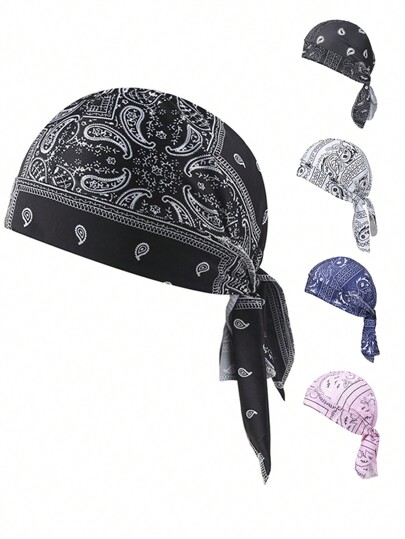 قطعة واحدة من النسيج المطاطي ذات نمط قراصنة شريط عصابة الرأس، تصميم عشوائي بسبب القطع، مناسب للدراجات والرياضة، جنسين