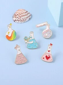 QIHOO 5 件烧杯珐琅胸针银河彩虹粉色心形蝴蝶结胸针包翻领徽章胸针作为送给科学爱好者的礼物 - 彩色 - 查看 6