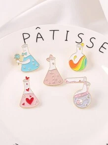 QIHOO 5 件烧杯珐琅胸针银河彩虹粉色心形蝴蝶结胸针包翻领徽章胸针作为送给科学爱好者的礼物 - 彩色 - 查看 7