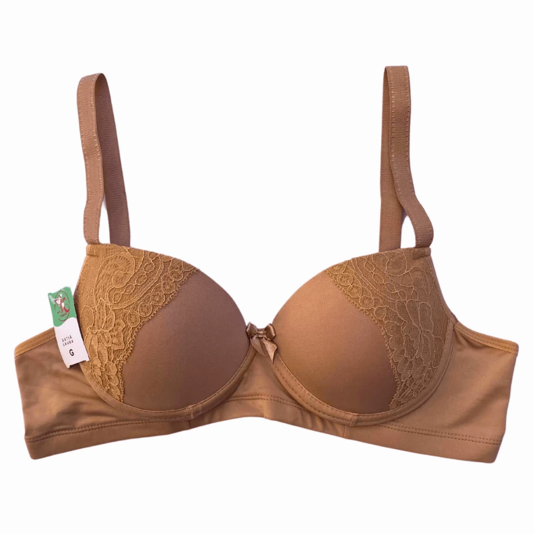 PLUS SIZE Or REGULAR Cup Bra Reinforced Wide Yoke 18mm Wide Reinforced Strap (LAURA) - 米色 - 查看 1