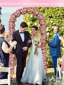 婚礼拱门架 金属拱门背景架 6 英尺金色背景拱门架 气球拱门架 Chiara 派对背景拱形框架 适用于婚礼仪式乔木生日装饰 - 金色 - 查看 3