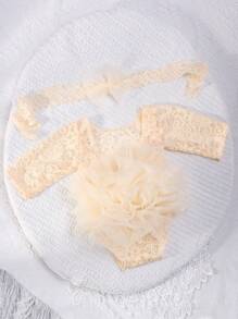 Bộ 2 băng đô ren hoa cho trẻ sơ sinh và bộ đồ liền thân, trang phục chụp ảnh cho bé 100 ngày tuổi, đạo cụ chụp ảnh trẻ sơ sinh, đồ trang trí gia đình, quà tặng, tiệc mừng em bé, quà tặng lễ Phục sinh cho bé gái/bé trai - Bụi hồng - Xem 14