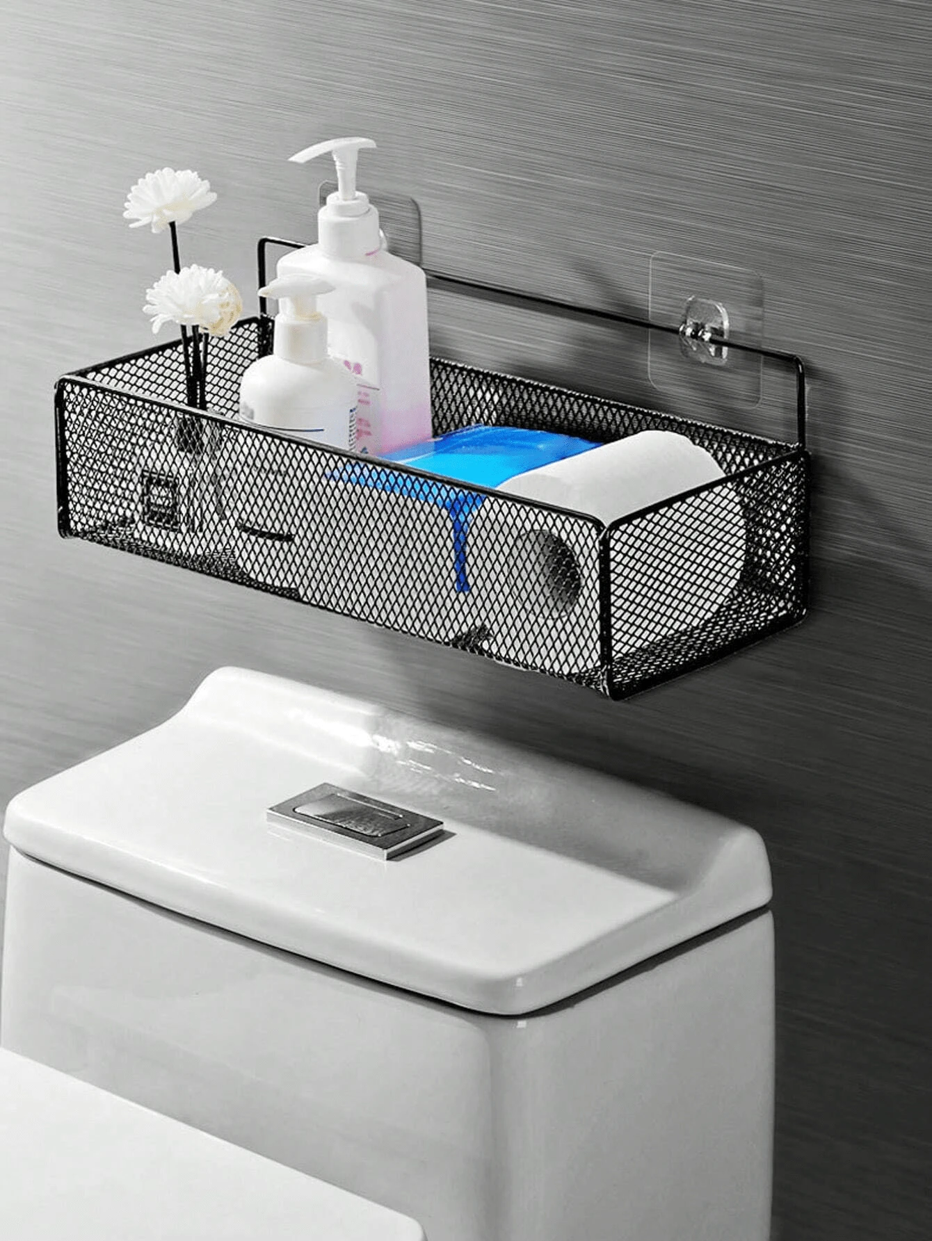 1 Máy Tính Sắt Phòng Tắm Có Giá Để Đồ, Đen Không Đục Lỗ Treo Tường Có Giá Để Đồ, Kệ Phòng Tắm Tổ Chức - Nhiều màu - Xem 1
