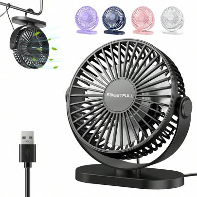 sweetfull Portable Mini Fan, Desktop Fan, Multifunctional Dual-Use Fan, Personal Quiet Fan, Small Desktop Fan, Suitable For Bedroom, Kitchen, Office