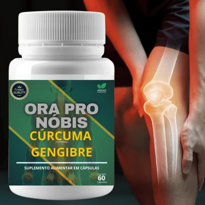 Ora Pro Nóbis + Cúrcuma + Gengibre 630mg - 60 Comprimidos Original Arkad Suplementos