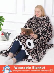 Shark Hoodie Blanket For Adult, Shark Wearable Blanket Hoodie Gifts For Women Men, Funny Blanket With Sleeves Is Funny Gift, Hooded Blanket Shark Gifts - 豹 - 查看 3