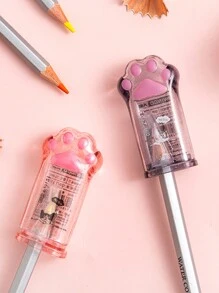 1 pieza Sacapuntas en forma de pata de gato, sacapuntas manual de lápiz como regalo, sacapuntas rotatorio mini, multifuncional, diseño acrílico creativo, regalo de papelería - Multicolor - Ver 4