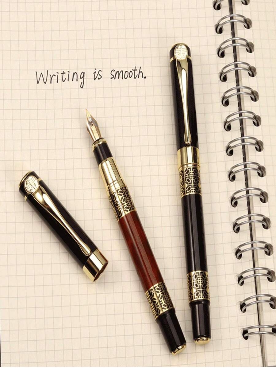 1pc Retro Style Business Signature Fountain Pen With Black And Red Colors To Choose From  Business Gift Fountain Pen Suitable For Office Signature Learning And Writing - Multicolor - View 1