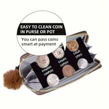 1pc Plastic Coin Holder, High Capacity Coin Purse With Sorting Function, Coin Organizer Box, Black, Portable Accessories Storage