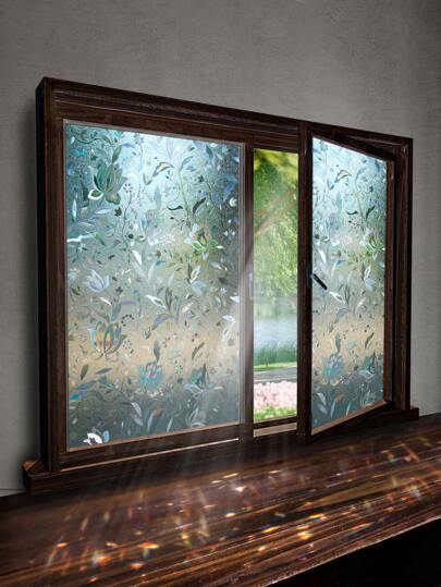  1pc 3D Colorful Stained Glass Window Film, UV Blocking Heat Insulation, Suitable For Home (Laser Rainbow Tulip Design), Width: 11.84/17.53/19.68 Inch, Curtains For Living Room, Christmas Party, LPS Christmas Backdrop