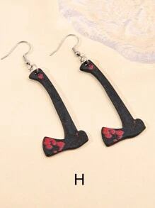 1 Pair Halloween Earrings Hammer Scissors Blood Knife Personalized Dark Style Earrings Women Exaggerated Punk Earrings Personalized - Multicolor - View 14
