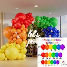 174pcs/Set Matte Latex Rainbow Color Balloon Arch Kit, 5in 10in 18in, Suitable For Birthday Party, Graduation Ceremony, Wedding, Dancing Party, Valentine's Day, And Other Holidays, All Seasons, Back To School Valentine Day - Color - View 9