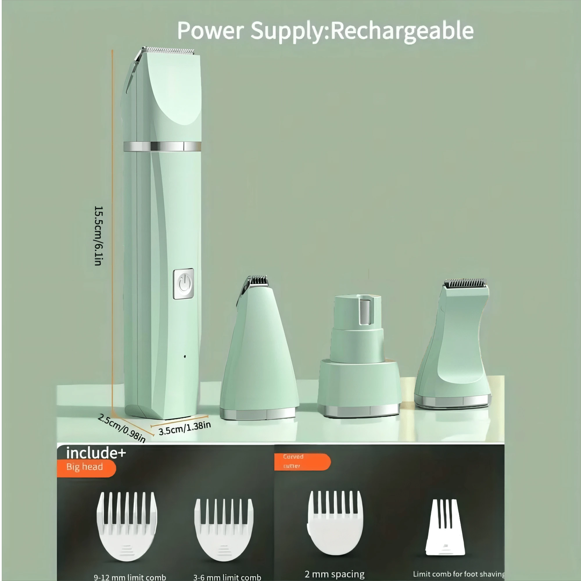 4 In 1 Electric Pet Clipper, Cat And Dog Hair Trimmer Set, Portable Pet