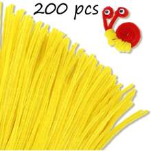 200 piezas de limpiapipas de artesanía, limpiapipas amarillos, tallos de chenilla de unicolor, 6 mm x 30 cm, limpiapipas, artesanía con limpiapipas, tallos de chenilla para limpiapipas, manualidades DIY, suministros de artesanía con palitos mullidos, tallos de chenilla para manualidades DIY y decoraciones, suministros de arte y artesanía