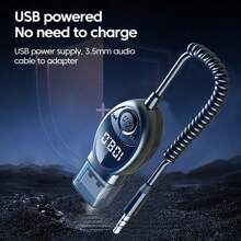 无线蓝牙 5.3 接收器 USB 至 3.5 毫米插孔音频 AUX 适配器音乐麦克风免提车载蓝牙接收器适用于汽车扬声器 - 黑色 - 查看 7