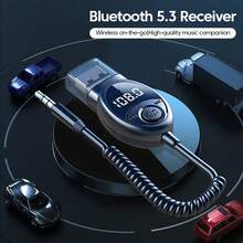 无线蓝牙 5.3 接收器 USB 至 3.5 毫米插孔音频 AUX 适配器音乐麦克风免提车载蓝牙接收器适用于汽车扬声器 - 黑色 - 查看 2