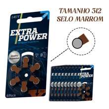 60 Pilhas/Baterias EXTRA POWER para Aparelho Auditivo - tamanho 312 - SELO MARROM