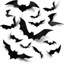 Halloween Dekorationen Innen PVC 3D Furchterregende Fledermaus Wand Deko Selbermachen Halloween Fledermaus Dekorationsaufkleber für Heim Dekoration Badezimmer Innen Party Zubehör, Weihnachten