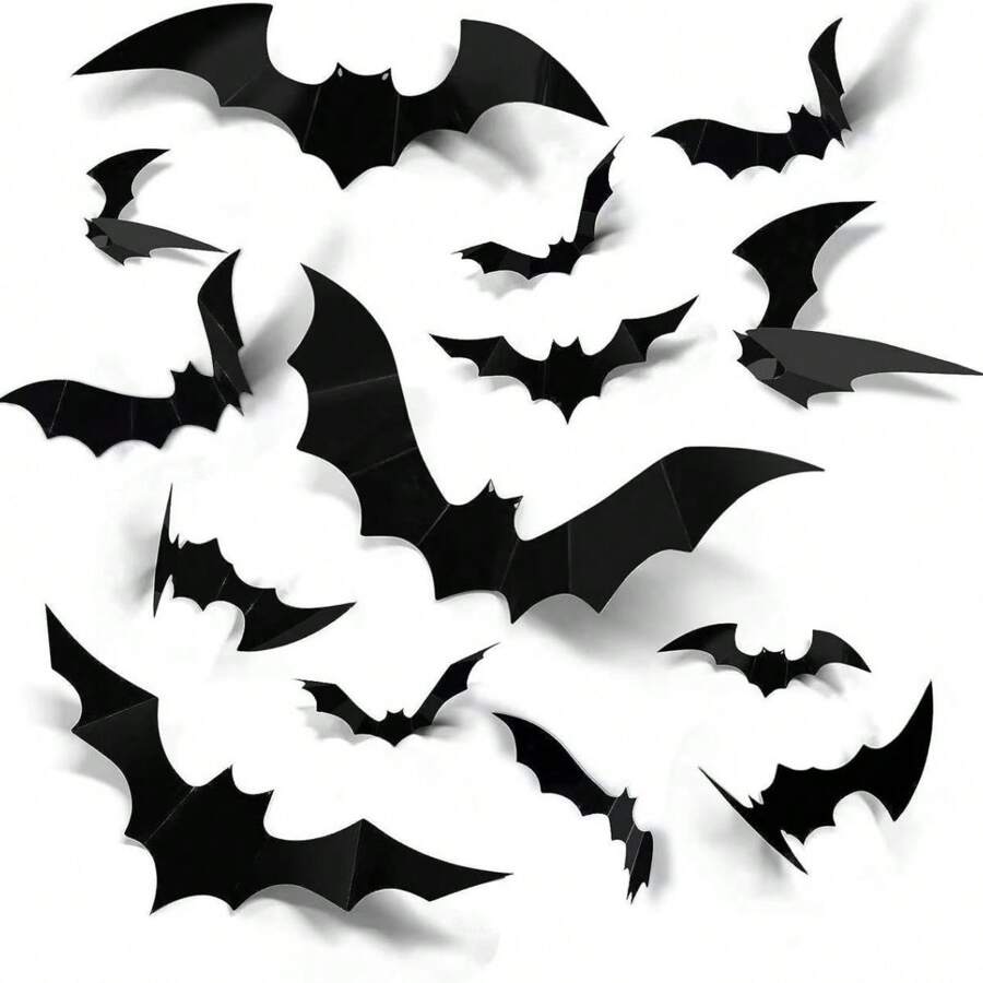 Halloween Dekorationen Innen PVC 3D Furchterregende Fledermaus Wand Deko Selbermachen Halloween Fledermaus Dekorationsaufkleber für Heim Dekoration Badezimmer Innen Party Zubehör, Weihnachten