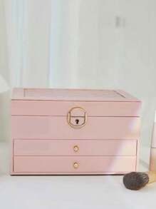 1 Piece Lockable Storage Box, Multi-Layer Pearl Treasure Box With Lock, Double-Layer Drawer Style PU Leather Jewelry Box, Lockable Ring, Earring, Bracelet, Necklace Jewelry Storage Box With Lock, Elegant Lockable Double-Layer Jewelry Box - Earring And Ring Manager, Portable Gift Solution With Lock Double-Layer Jewelry Storage Box, Can Store Earrings, Rings, Watches, Bracelets And Other Accessories, Organize And Store, Holiday Gifts, Give To Exquisite Friends, Double-Layer Lockable Jewelry Box - Manager For Rings, Necklaces And Accessories Decorations Autumn Decor Festival Decor Room Decor Home Decor Fall Decor Bedroom Decor