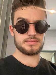 Round Steampunk Fashion Glasses For Men Women Circle Lennon Hippie Glasses Metal Frame - Multicolor - View 9