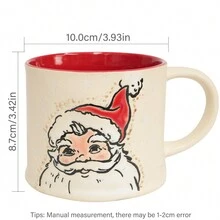 1pc 咖啡杯 圣诞陶瓷杯 约500ml 简约 带手柄陶瓷咖啡杯 日常居家使用 适合朋友节日礼物 创意马克杯 - 白色 - 查看 3