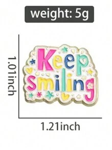 1pc Inspirational Keep Smiling Letter Enamel Brooch, Fashion Cute Apparel & Bag Accessory - Multicolor - View 3