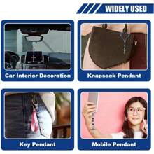 2PCS Car  For Rearview Mirror, Blue Ceramic Beads Pendant Car Interior Rear View Mirror Charm Auto Decors, Car Medal And Cross Hanging Accessories For Women Men