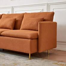 92"Teddy Fabric Sofa, Modern Corner Sectional Sofa With Support Pillow For Living Room, Apartment & Office.(Orange)
