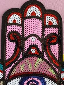 1 件大号彩色亮片眼形刺绣贴布，DIY 熨烫缝纫贴花，适用于服装、箱包、鞋子和配饰